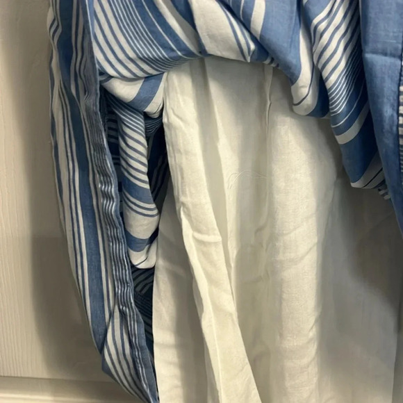 Ann Taylor Loft Blue Eyelet Lace Striped Sleeveless Dress Size 0 - Picture 4 of 6